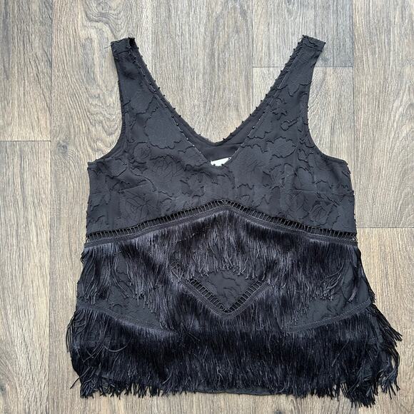 HD In Paris Black Fringe Tank Top US Size 4 - Picture 2 of 9
